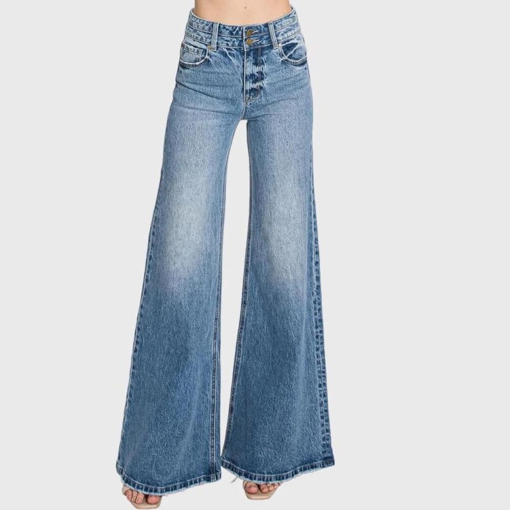Petra153 Vintage High Waisted Stretch Wide Leg Jeans Size 29
